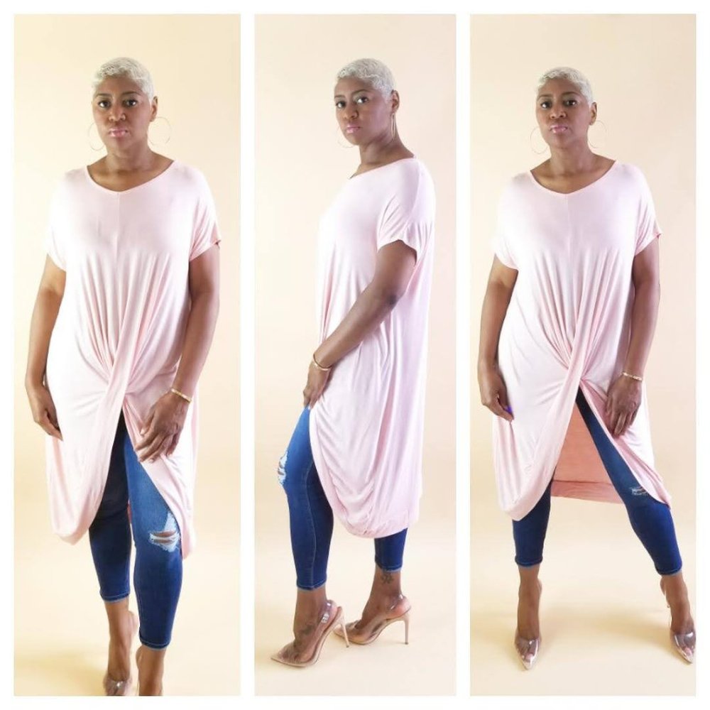 Long Luxe Tunic Top Peachy Pink